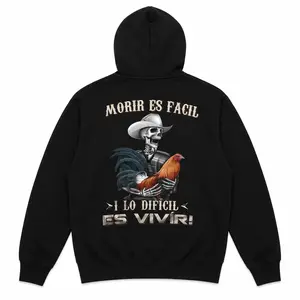 Men's Moris Es Facil Mexican Style Hoodoe, Big Rooster Gamefowl Shirt, Father's Day Ideal Gift, Shirt For Dad For Husband For HimCotton Menswear