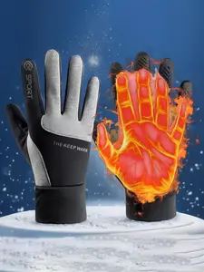 Winter Thermal Gloves with Earmuff & Hat, Touch Screen Water Resistant Windproof Anti Slip Heated Glove, Waterproof Gloves, Hands Warm for Hiking Driving Running Bike Cycling