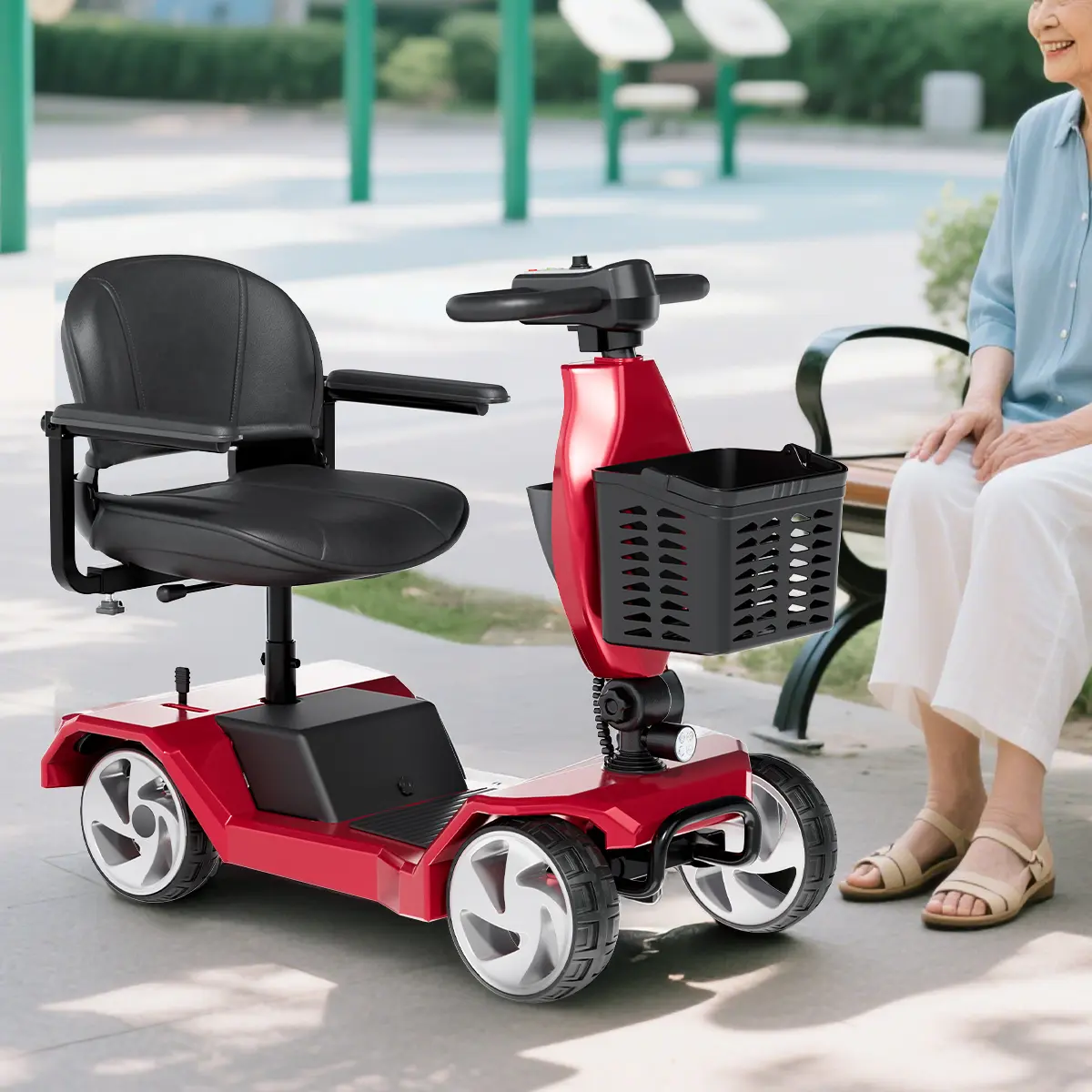 HOMYKING Foldable Electric Scooter for Elderly & Adults, 300lb Capacity Cushion, 15km Range, 100lb Foldable Design, Christmas Gifts, Black Friday Specials