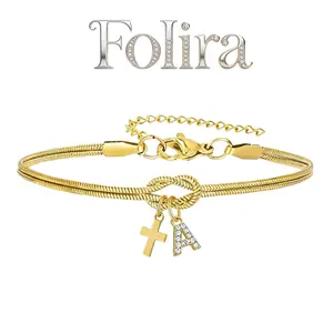 Stylish women’s bracelet featuring the 26 letters of the alphabet inlaid with zircon | Versatile jewelry | A thoughtful gift symbolizing eternal friendship | Chain length: 7 + 2 inches