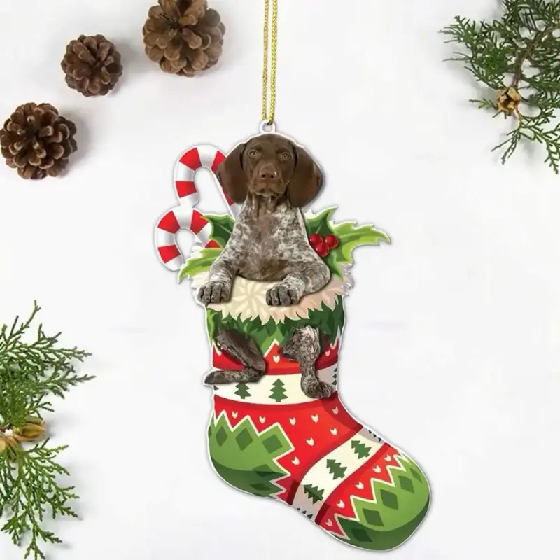 Acrylic Double-Sided Printed Christmas Hanging Ornaments with Artwork, Universal for Tree-Car-Window Display, Home Decor Holiday Gift