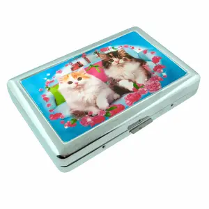 Roses and Glamour Kittens Metal Case Wallet