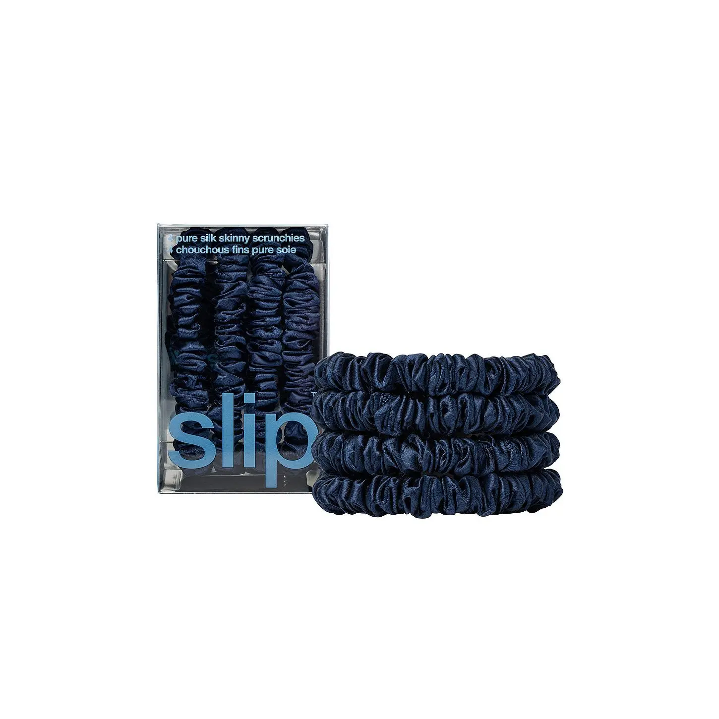 slip Skinny Scrunchies Set Of 4 in Navy