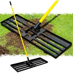 Lawn Leveling Rake, 30"x10" Heavy Duty Sand Leveling Tool with 7FT Long Handle, Steel Golf Rake for Soil, Compost, Gravel, Lawn Leveler for Yard, Garden, Golf Course, Landscaping Level Tool