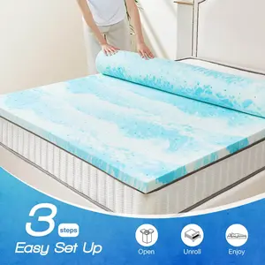 Mattress Topper Memory Foam Cooling Gel Swirl Infused Bed Topper