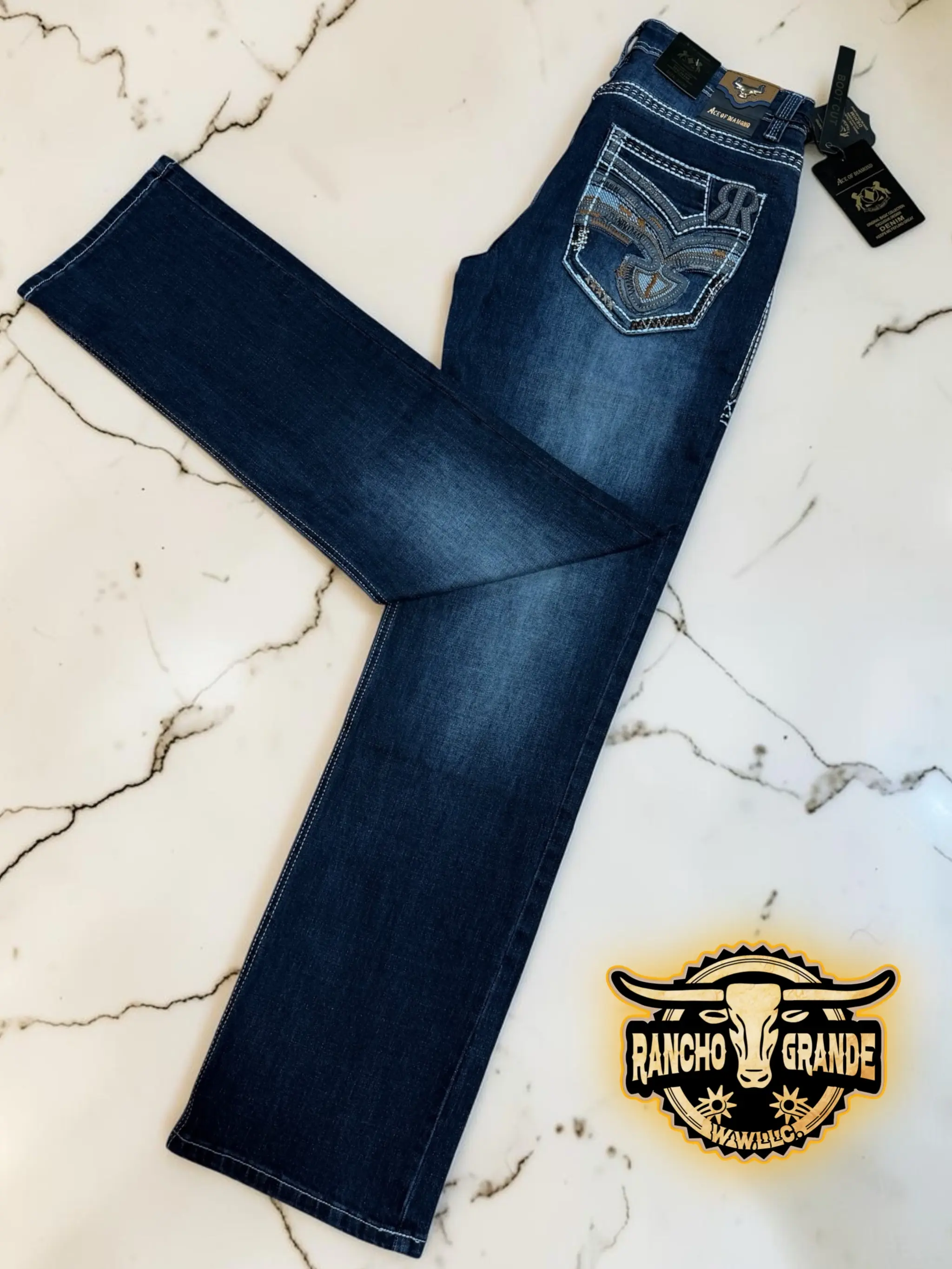 Ace 1505 Mens Western Cowboy Jeans Straight Fit Boot Cut / Pantaloon Vaquero para Hombre corte Recto para Botas