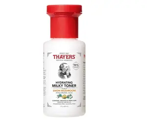 Thayers Milky Hydrating Face Toner with Snow Mushroom, Hyaluronic Acid and Elderflower, Dermatologist Recommended Gentle Alcohol Free Facial Skincare for Dry and Sensitive Skin, Paraben Free, 3 FL oz
