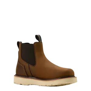 Ariat Men's Rebar Wedge Chelsea Waterproof Distressed Brown Work Boots 10061116