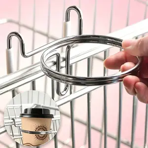 1PC Hanging Shopping Cart Cup Holder, Portable Drink Coffee Cup Holder