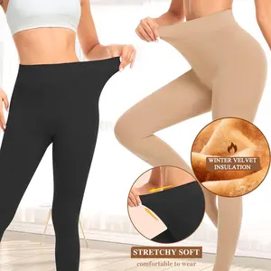 Fleece Lined Tights Sheer for Women-Fake Translucent Thermal Leggings High Waist Thick Warm Pantyhose for Winter