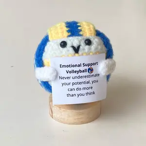 Crochet Funny Positive Volleyball, Knitted Volleyball Toy With Positive Card, Cute Ball Wool Inspirational, Cheer Up Gift For Volleyball Team Player