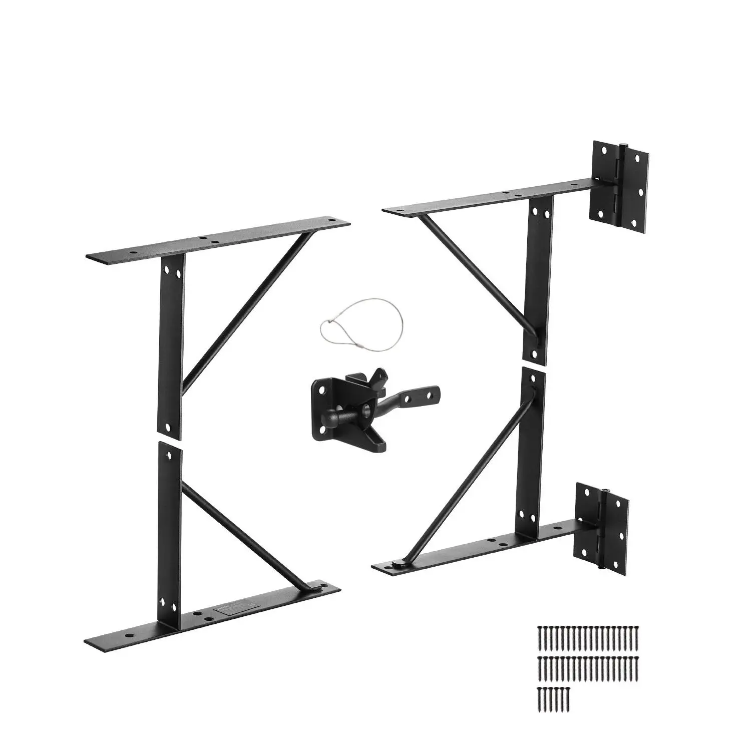 【DealsForYouDays】VEVOR Gate Corner Brace Bracket, Anti Sag Gate Frame Hardware Kit, Gate Frame Brace Bracket with Latch Lock, Latch Lock Rope, for Shed Doors, Corral Gates, Driveway Gates, Stable Gates, Iron, Black