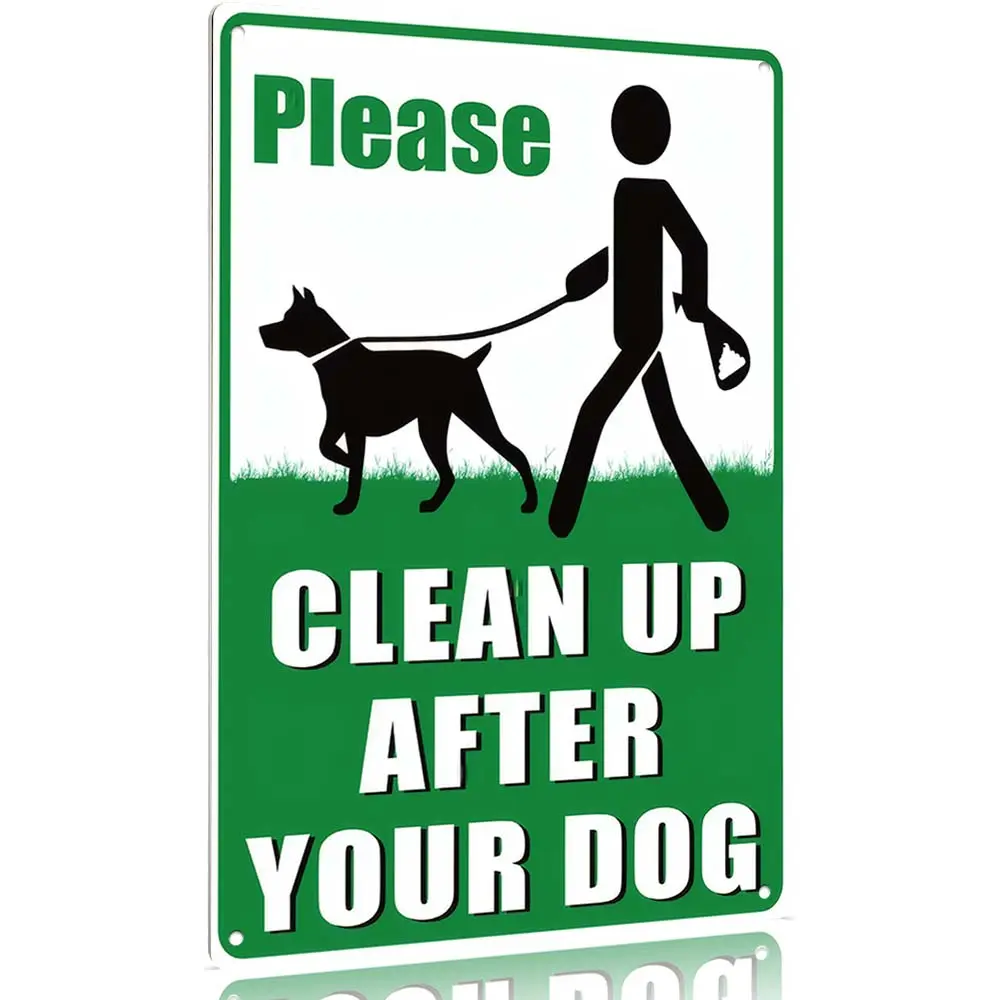 Clean Up After Your Dog Signs, 12." x 8" Aluminum sign , No Dog Poop Lawn Signs with UV Protected & Waterproof,  After Your Dog Sign for Yard Decor Photo, Metal Sign