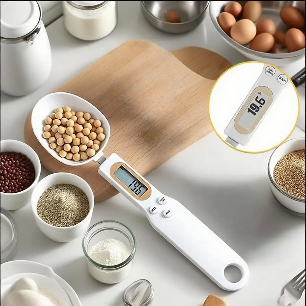 Digital Kitchen Scale Spoon, 1 Count Battery Powered Electronic Food Scale Spoon, Multifunctional Measuring Spoon, Kitchen Measuring Tool for Cooking Food Weighing & Portion Control, Utensils