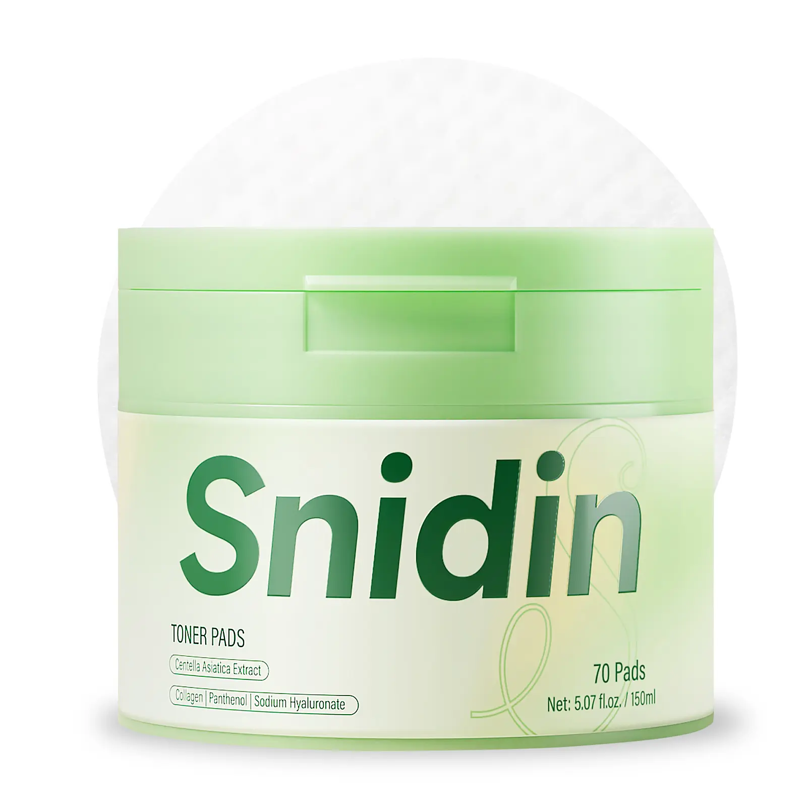 snidin Toner Pads - with Centella Asiatica Extract and Collagen, Improves Uneven Skin Tone & Deep Hydration, Targets Dark Spots and Dull Skin, Ideal for All Skin Types - 70 Pads Moisturize Calming