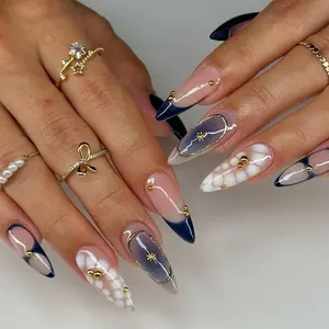MADE TO ORDER Navy Blue Wearable Nail Art - Handcrafted Fashion Accessories