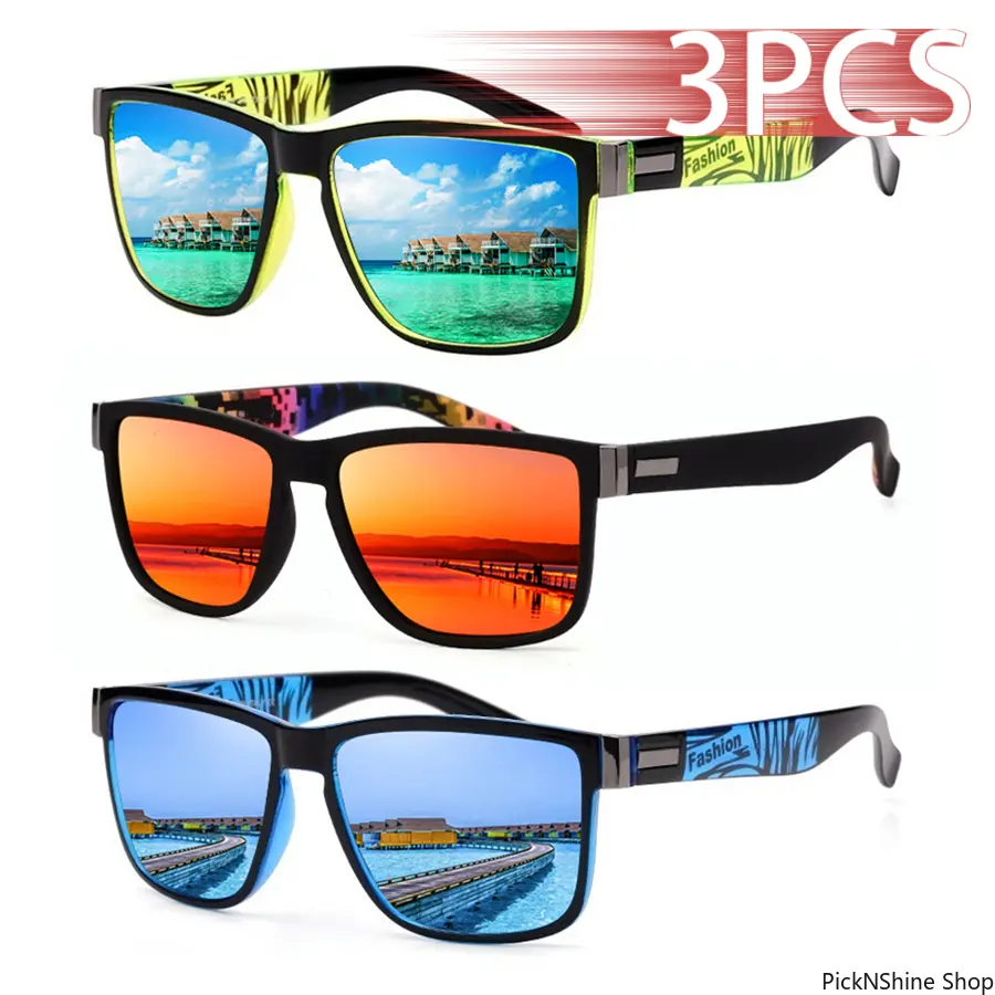 Lightweight Durable Trendy Classic Square Frame UV400 Lens Sunglasses, 3PCS Unisex Fashion Eyewear, Ideal for Driving & Outdoor Daily Wear, Lightweight Durable Sunglasses, Trendy Sunglasses
