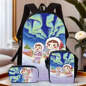 This three-piece set of sweet, girly, large-capacity Oxford cloth travel bags includes a laptop compartment, a unisex backpack (with a pencil case), and a crossbody bag.Hand washable-a perfect everyday commuter bag for both men and women.