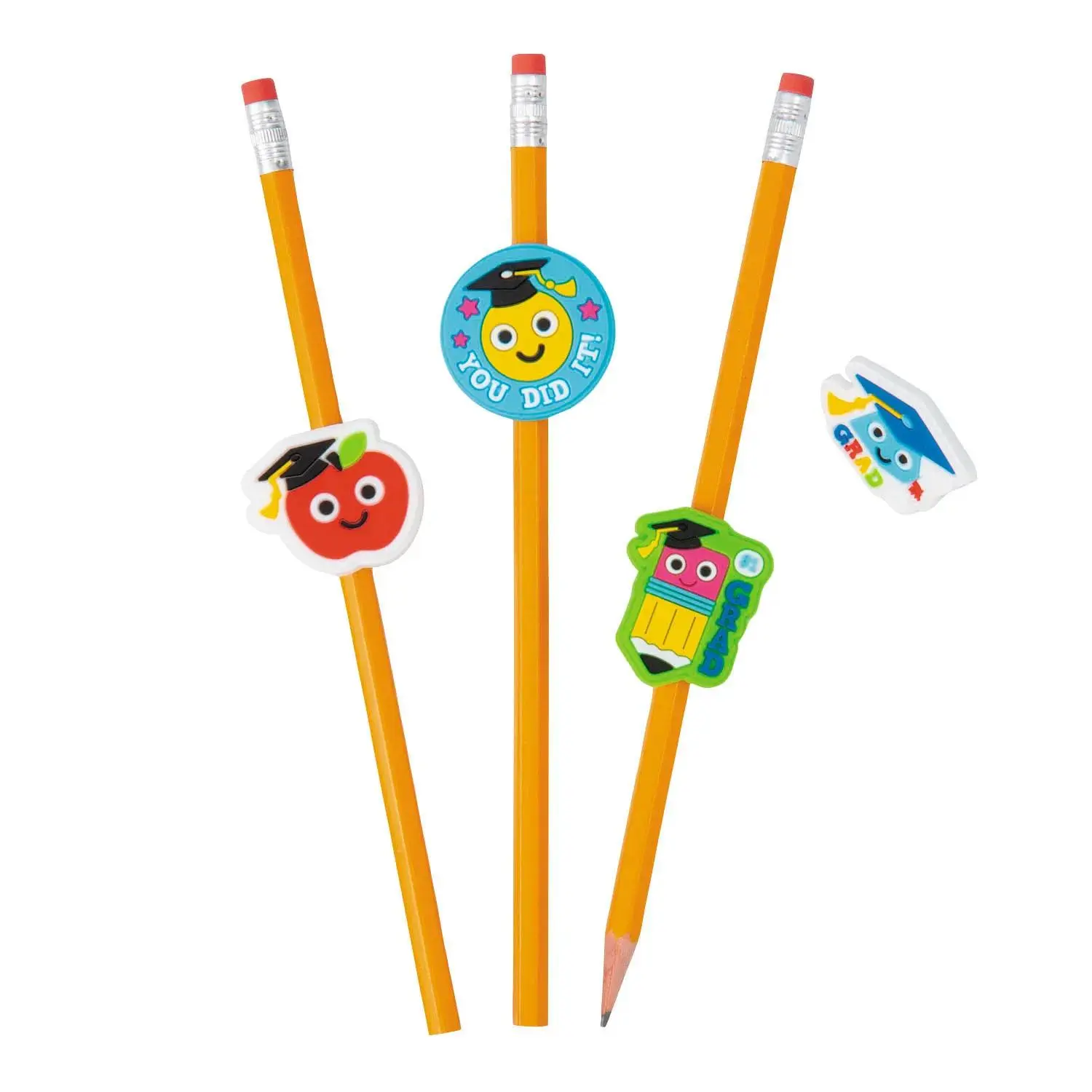 1" – 1 1/2" Bulk 48 Pc. Bulk Elementary Grad Rubber Pencil Charms Assortment