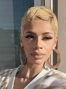 Straight Pixie Cut Wig with Bangs, Human Hair Wig, 27 Color Glamour Blonde, 180% Density, Short Style, Full Machine Made, Pixie Wigs, Real Hair Wigs