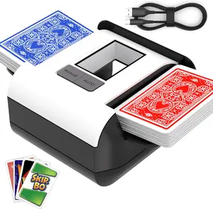 Rechargeable Automatic Card Shuffler for 1-2 Decks, Electric Playing Cards Shuffler Machine with Auto & Manual Modes – Ideal for UNO, Poker, Mahjong, Bridge, Spades, Rummy, Casino & More