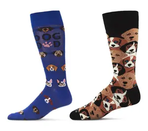 MeMoi Men's Set of 2 Animal Lover Novelty Crew Socks