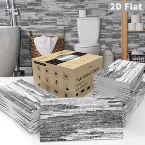 96 PCS  peel and stick wallpaper  Black and White Distressed Wood Grain Texture Self-Adhesive Tile Wall Stickers | For Renters/DIY Enthusiasts/Home Renovations |3*6" Texture Suitable for Kitchens & Bathrooms Removable Decorative Backsplash （2D FLAT）