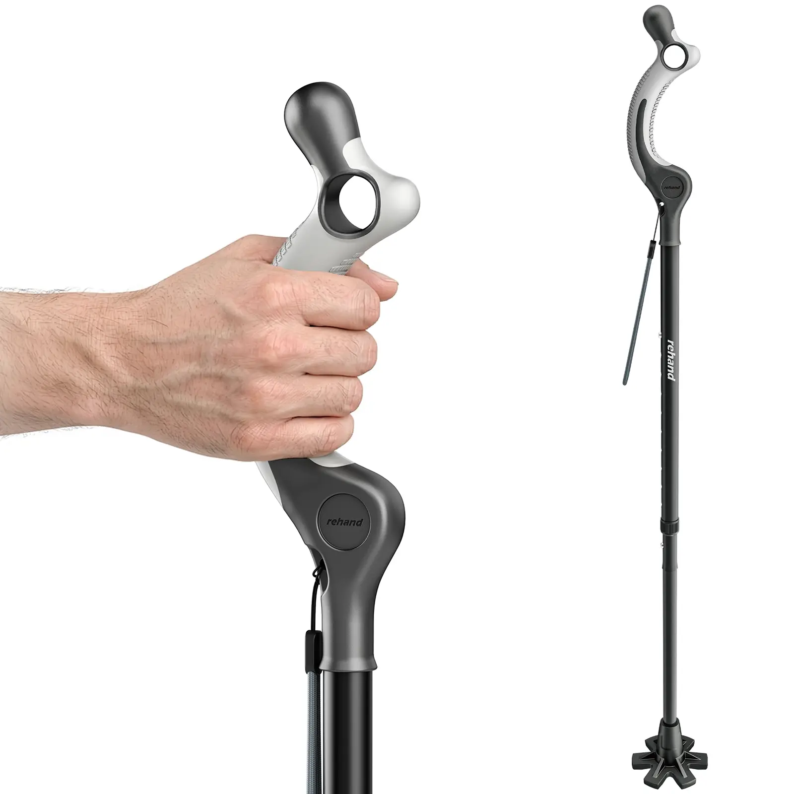 REHAND Walking Cane Foldable for Men & Women Seniors for Balance,Self Standing Folding,Height Adjustable Anti-Slip Lightweight Alloy Walking Stick for Travel Mobility Aid