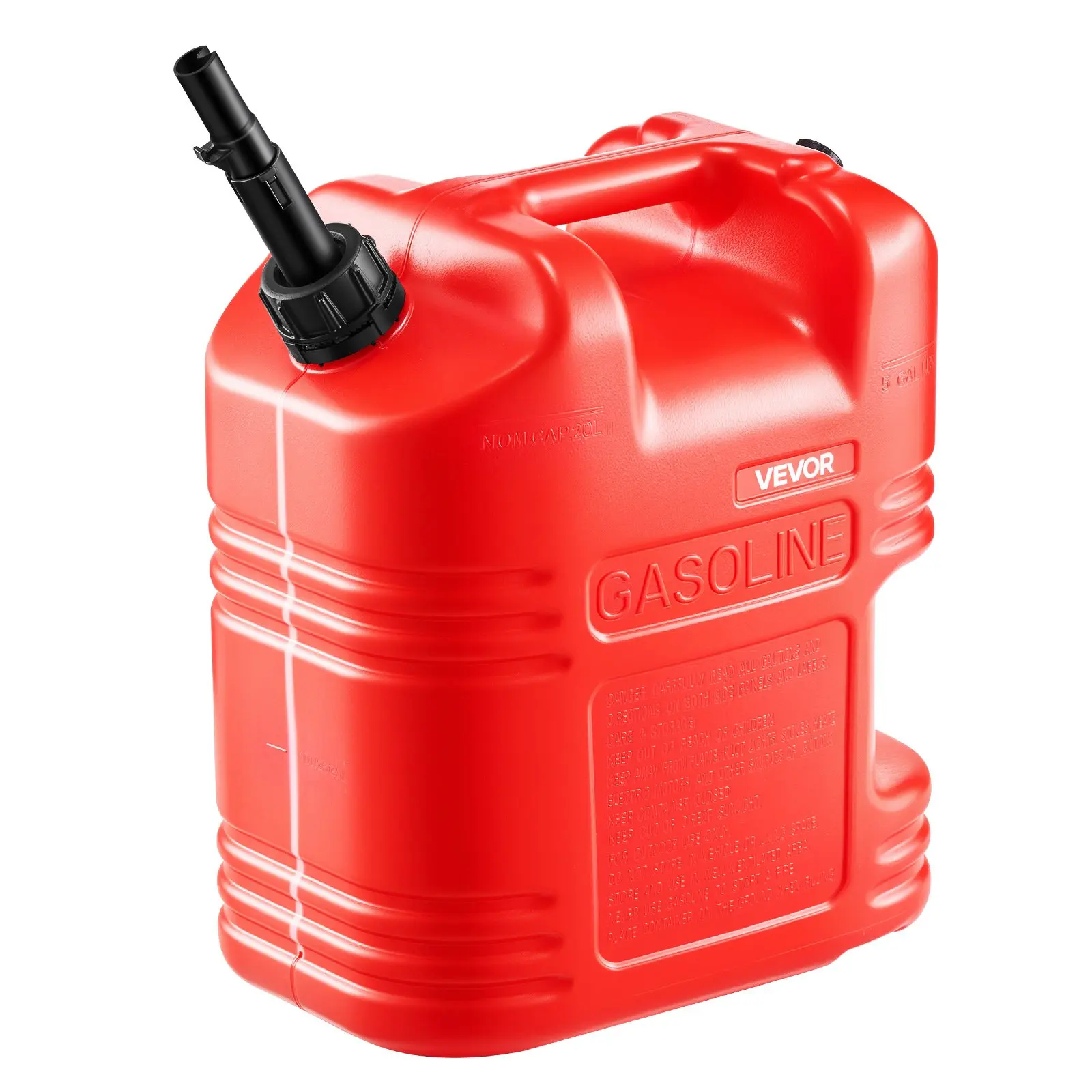 【Summerfinds】 VEVOR Fuel Container, 5 Gallon, Gas Tank with Spout Clear Scale, 15 L/min Max Flow Rate, Secure Leak-proof, Portable Flat Fluid Container for Most Cars Motorcycle ATV UTV, Red, 1 Packdealsforyoudays