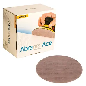 212 MAIN Mirka 5 in. 80 Grit Abranet Ace Mesh Grip Disc, Light Maroon, Ceramic Coated, Fast Cutting for Reptile & Amphibian Solid Surfaces Cleaning