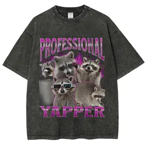 Professional Yapper Raccoon Vintage Wash Tee | Meme Lover Shirt