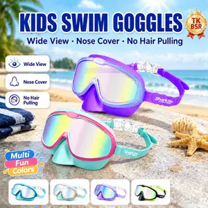 Sharkite 1 Pack Children's Swimming Goggles 3-8/8-15 Years Anti-fog UV Wide Field of View Waterproof Leak Proof Boys and Girls Swimming Goggles