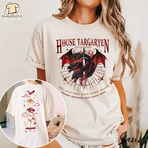 House Targaryen Fire And Blood 2-Sided Shirt, House Of The Dragon T-Shirt, Team Black, Dragon Lover Gifts, Game Of Thrones, Fantasy Dragon Riders, Retro y2k Bookish Unisex Tshirt