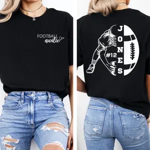 Custom Football Auntie Shirt with Personalized Name - Game Day Tee for Proud Aunts, Unique Football Gift for Women
