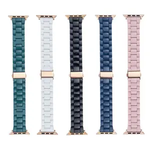 GIROUETTE Fashionable Solid Color Triple Bead Resin Watch Band, 1 Count Replacement Watch Band for Women, Wearable Accessories Compatible with Apple Watch Series