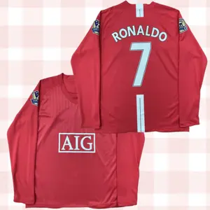C.Ronaldo 2007 08 Home Retro Red No.7 Long Sleeved Short Sleeved Soccer Jerseys