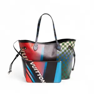Pre-owned Louis Vuitton Coated canvas Tote Bags Limited Edition Damier Race Car Print Neverfull Bag, Multicolor