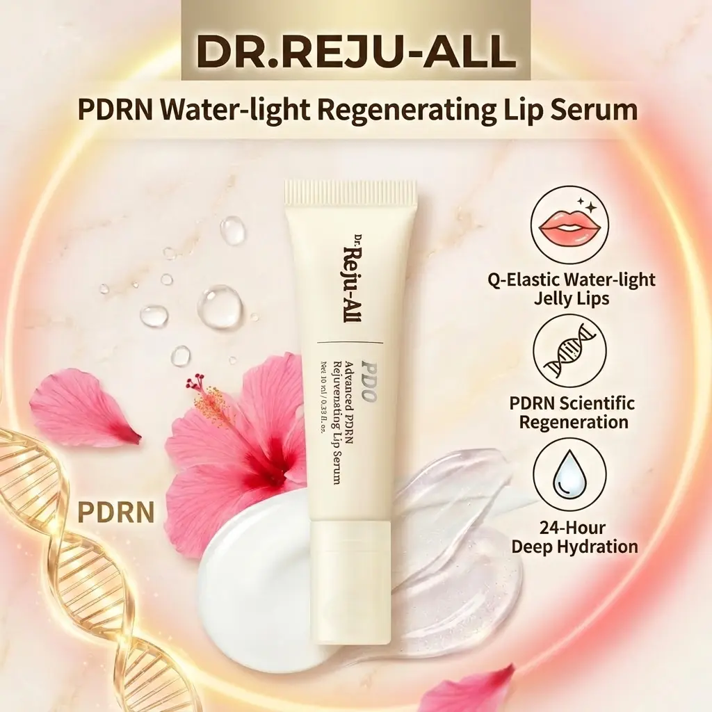 Dr.Reju-All Advanced PDRN Rejuvenating Lip Serum – Hydrating Lip Balm with Lipozip PDRN for Glowy, Dewy Lips – Gentle Exfoliating & Smoothing Lip Moisturizer – Hibiscus & Lactic Acid – 0.3 Fl Oz Moisture Hydrate Hyaluronic Moisturizing