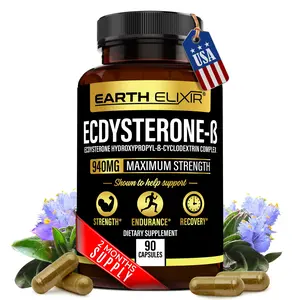 Earth Elixir Ecdysterone Supplements 940mg (90 Capsules) – Made in USA - Muscle Building Supplements for Men w/ 95% Beta Ecdysterone w/Hydroxypropyl-β-Cyclodextrin for Enhanced Bioavailability - Energy- Strength - Fitness Natural