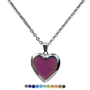 Chinese Style Love Photo Box Necklace Warm Mood Color Changing Jewelry