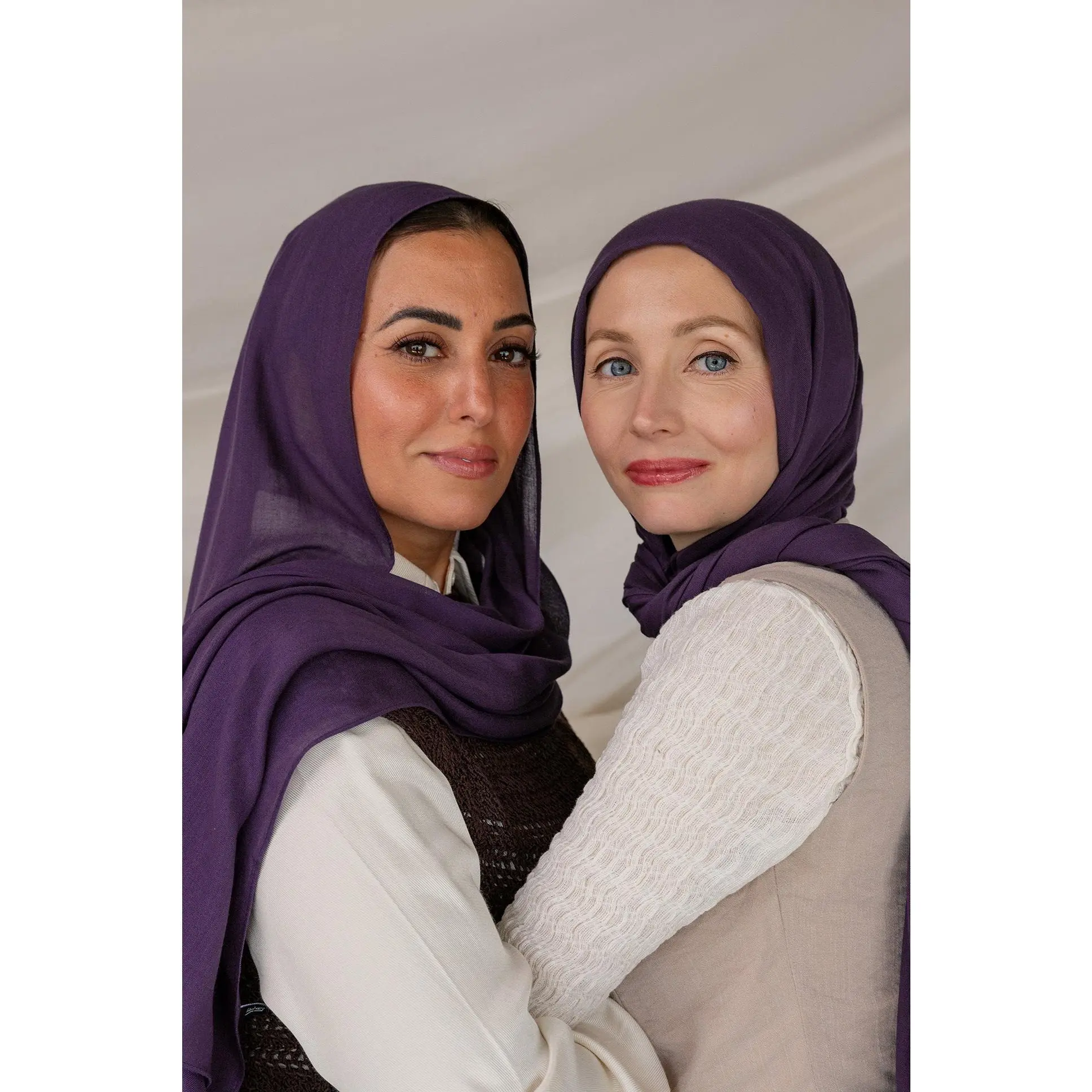 VELA Pretty Plum Solid Modal Hijab, Stylish Square Hijab for Modest Fashion Enthusiasts, Hijab Style