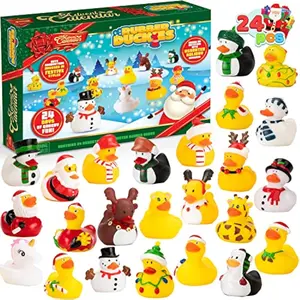 2025 Christmas Advent Calendar Ducks, 24 Days Christmas Countdown Rubber Ducks for Boys Girls Toddlers Kids, Xmas Party Favor Gifts, Rubber Ducky Bath Toys, Kids Xmas Fun Gifts