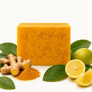 Lemon Turmeric Kojic Acid Soap Bar - Natural Exfoliating Brightening Face & Body Cleanser for Dark Spots, Even Skin Tone wash kojic soap free dish