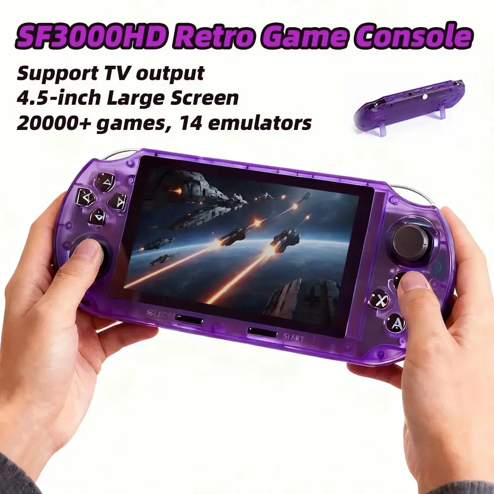 Upgraded Sf3000hd Retro Handheld Game Console, Handheld Gaming Console, 4.5 Inch IPS Screen, Comfortable Grip, Compact and Durable, Ideal for Vintage Players