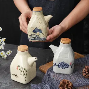 Japanese Ceramic Soy Sauce & Vinegar Dispenser – Mini Oil Bottle for Kitchen & Dining