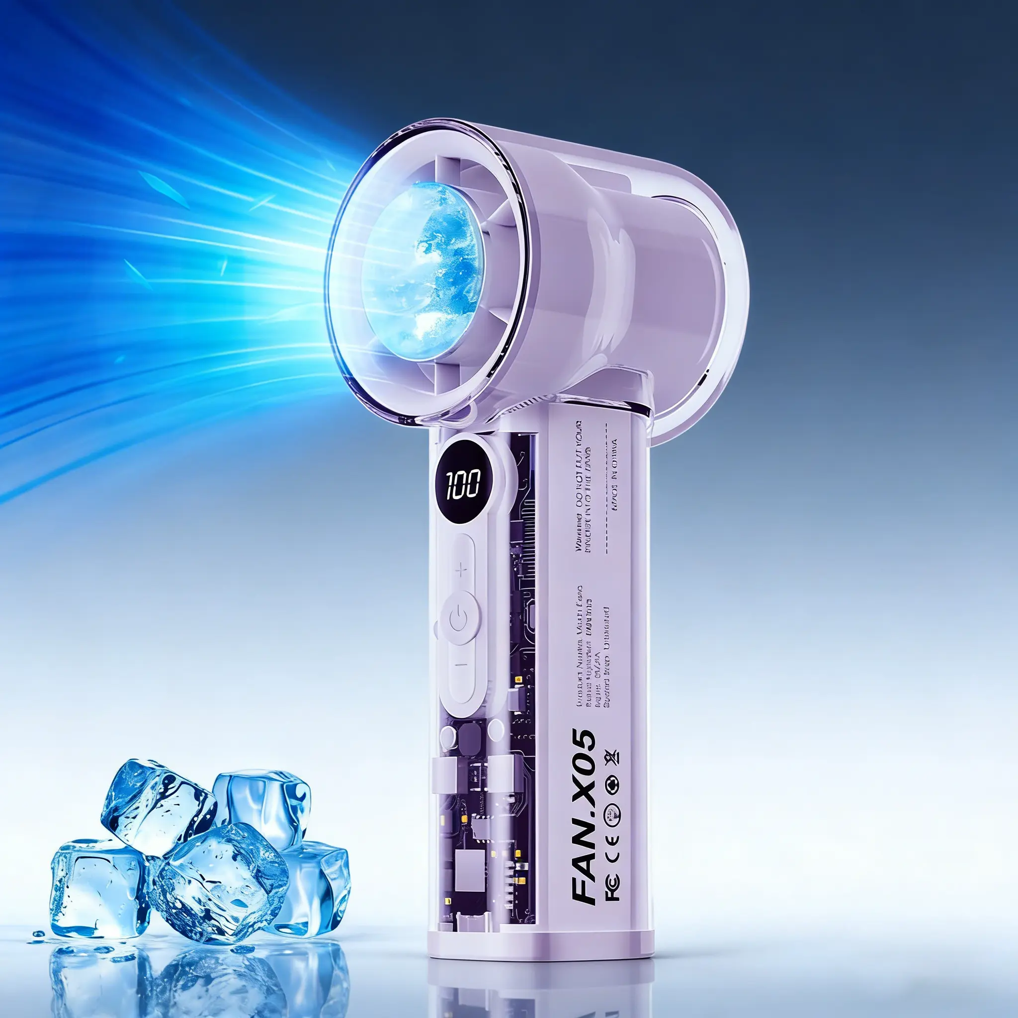Aesthetic Clear Handheld Cooling Fan - Ice Compress Mini Fan with LED Battery Display, USB Rechargeable Portable Fan for Hot Weather & Room Decor,back to school,back to school haul
