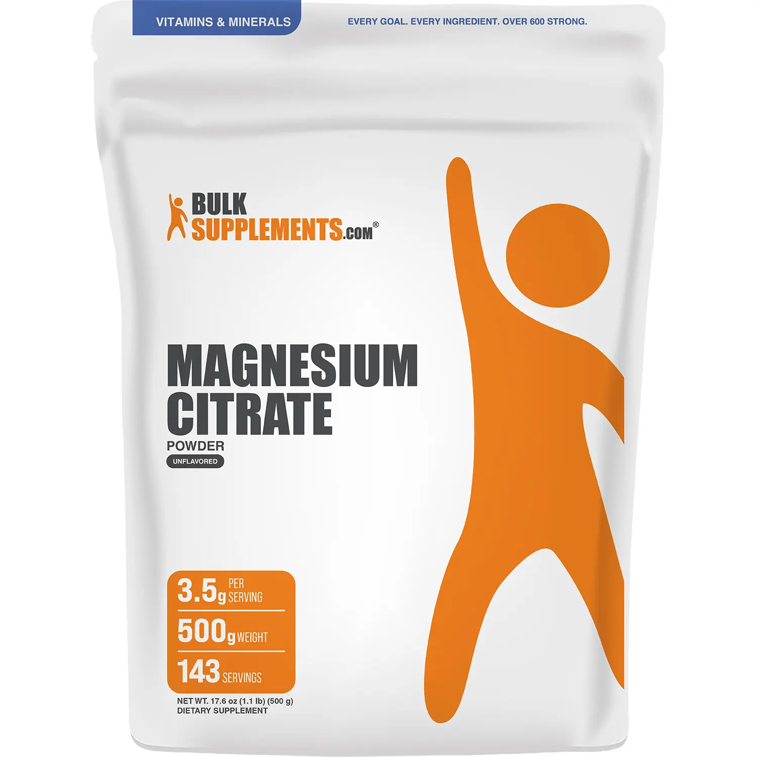 BulkSupplements Dietary Magnesium Citrate Powder - Heart Health Support - Digestive Support - 500g Container - 3.5g per Serving