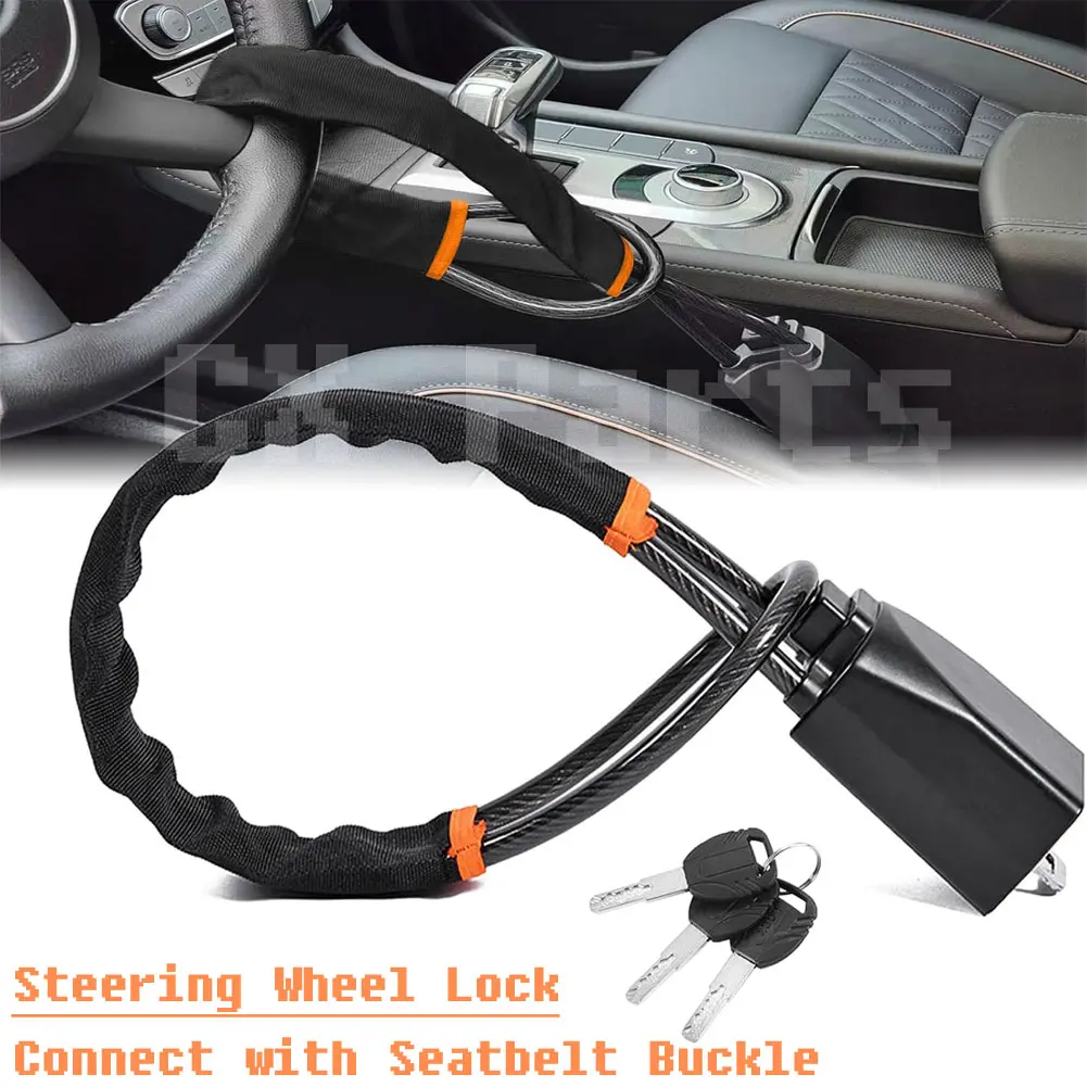 Universal Car Seatbelt Anti-Theft Lock - Secure Anti-Theft Device, Easy Installation, Fits Buckles, Compatible with Most Vehicles Trucks SUVs Vans, Includes 3 Keys (Black)