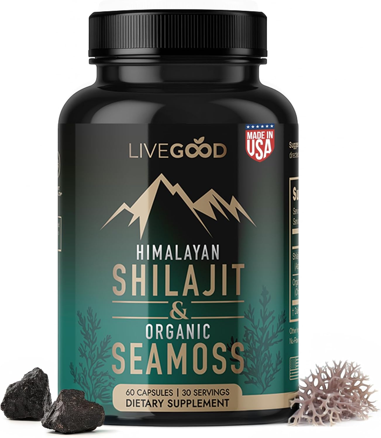 Livegood Himalayan Shilajit & Organic Sea Moss Capsules - Fulvic Acid-Infused, Energy & Mental Clarity Support Supplement (60 Count) Livegood Himalayan Shilajit & Organic Sea Moss Capsules - Fulvic Acid-Infused, Energy & Mental Clarity Support Supplement (60 Count)