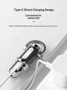 Portable Rechargeable Bright Keychain Flashlight Mini Keychain Flashlight Type-C USB LED Light with Multiple Lighting Modes for Camping Searching Walking and Hiking